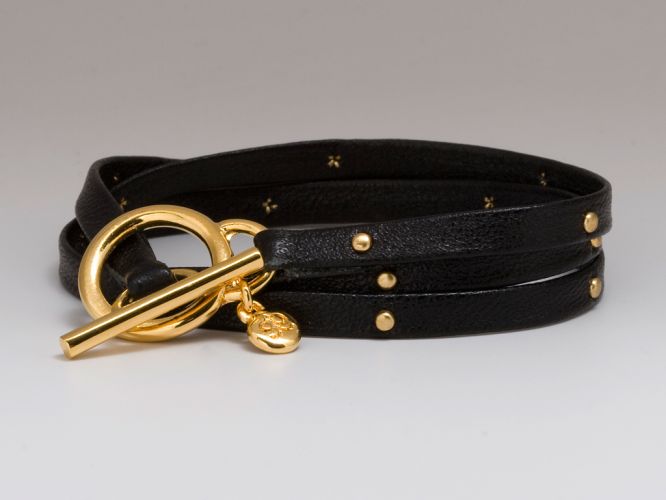 Graham Leather Studded Wrap in Gold