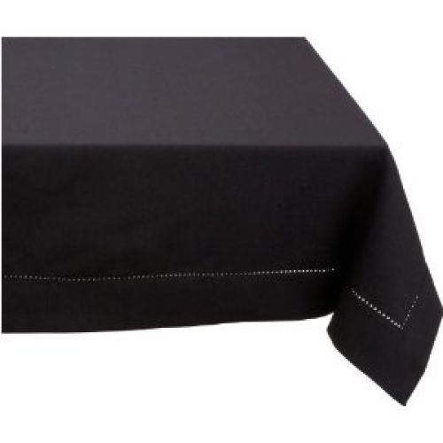 Mahogany Solid-Color 100-Percent Cotton Hemstitch Tablecloth, 60-Inch by 60-Inch Square, Black