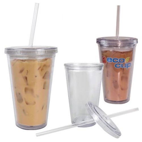 ECO CUP Plastic Acrylic Tumbler on Ice with Straw