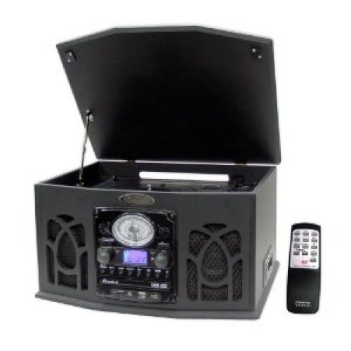 Pyle Home PTCDS5U Vintage Turntable with CD/Cassette/Radio/Aux-In/USB/SD/MP3 and Vinyl to MP3 Encoding (Black)