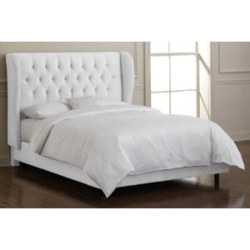 Skyline Furniture Waveland Wingback Queen Bed Upholstered in Velvet White