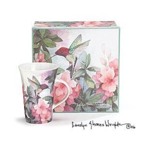 Set Of 3 Hummingbird And Azalea Porcelain Mugs Designed By Artist Carolyn Shores Wright