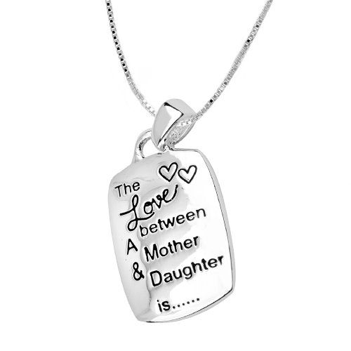 Sterling Silver "The Love Between A Mother And Daughter Is Complicated, Noisy, Tender, Strong, Affectionate, Funny and Forever" Reversible Pendant Necklace, 18"