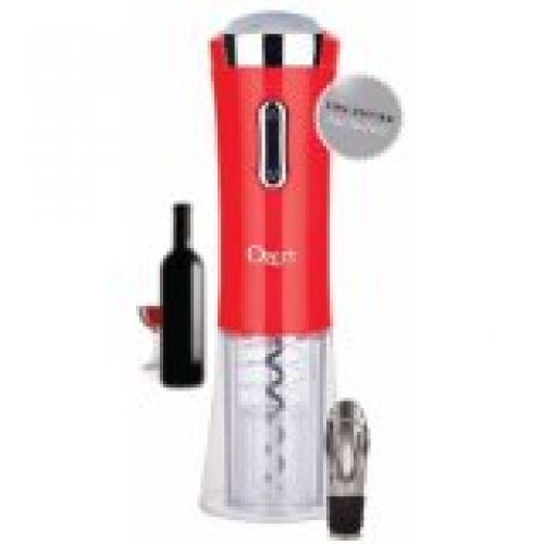 Ozeri Nouveaux II Electric Wine Opener in Red, with Free Foil Cutter, Wine Pourer and Stopper