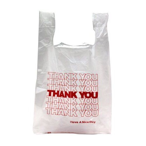 Thank You Plastic Shopping Bags, White - Case of 500