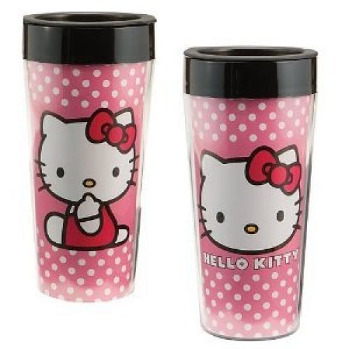 Vandor 18051 Hello Kitty Plastic Travel Mug, Pink, 16-Ounce