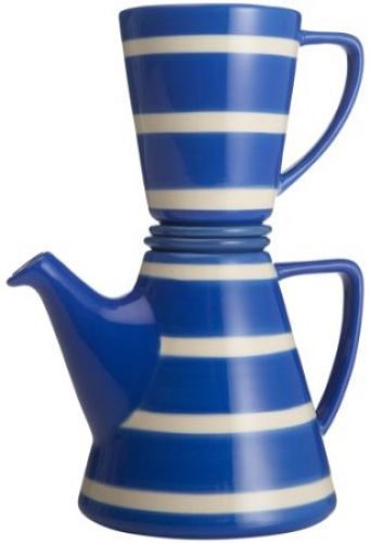 Signature Afternoon 4-Piece Tea-for-One Set, Blue and white Stripe