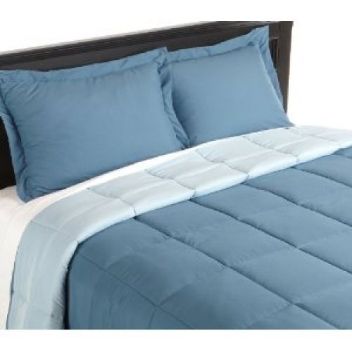 Reversible Down Alternative Twin Extra-Long Comforter Set, Smokey Blue/Sky