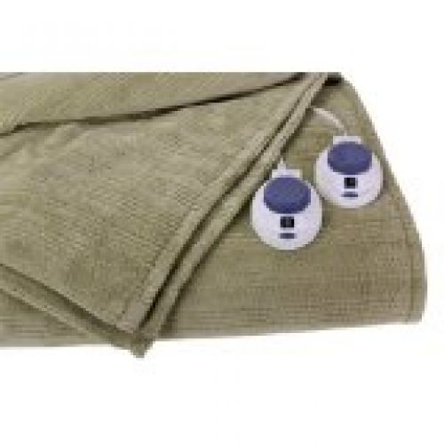 Soft Heat Ultra Micro-Plush Low-Voltage Electric Heated Triple-Rib King Size Blanket, Sage Green