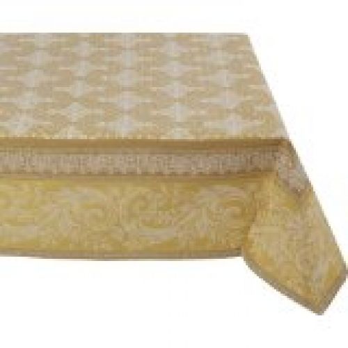 Mahogany Baroque 60-Inch by 60-Inch Gold/Gold Square Tablecloth, Cotton Jacquard