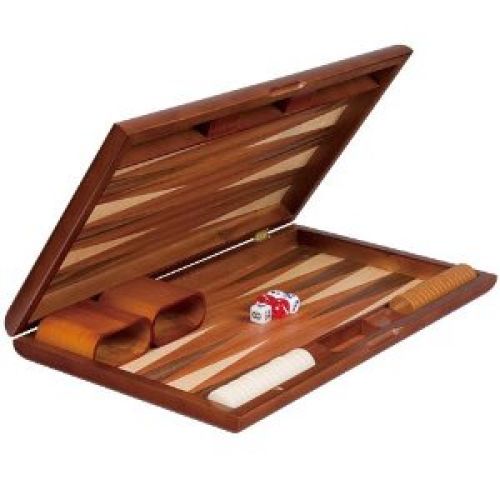 Backgammon Board Game Set Inlaid Wood Case 17''