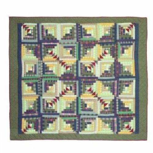 Patch Magic Twin Wild Goose Log Cabin Quilt, 65-Inch by 85-Inch