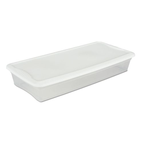 Sterilite 19608006 41-Quart Underbed Box, White Lid with See-Through Base, 6-Pack