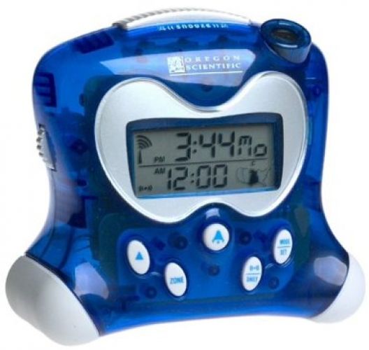 Oregon Scientific RM313PNA Self-Setting Projection Alarm Clock with Indoor Thermometer, Blue