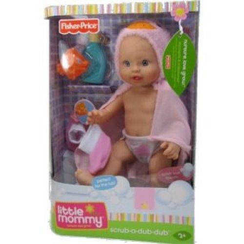 Little Mommy Scrub-a-dub-dub Baby Bath Doll Pink Robe