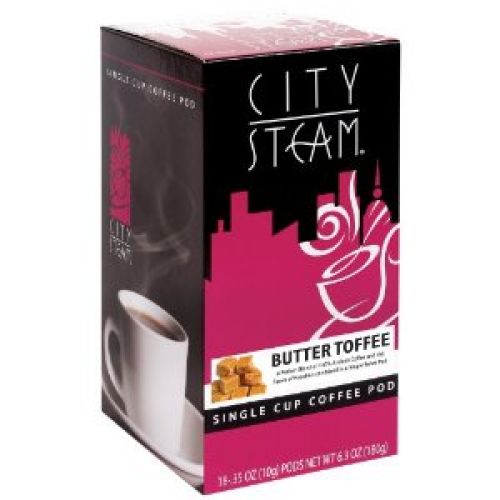 City Steam 17606 Butter Toffee Single Cup Coffee Pods, 18-count