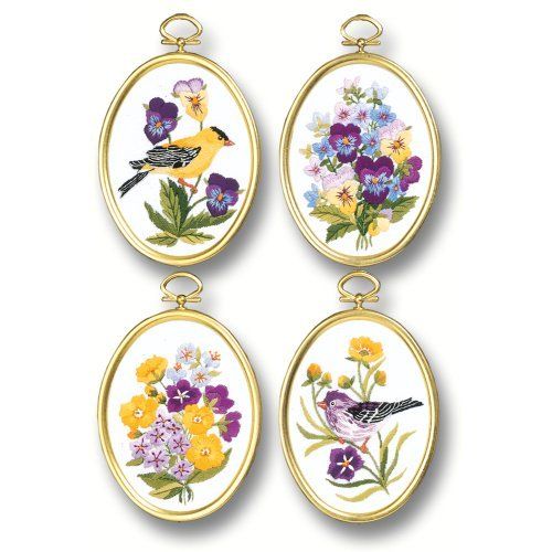 Janlynn Embroidery Kit, 4-1/4-Inch by 3-1/4-Inch , Wildflowers and Finches