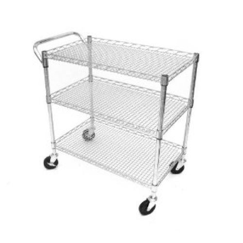 Seville Classics SHE18304 18-Inch by 34-Inch by 33-1/2-Inch Industrial All-Purpose Utility Cart, Chrome
