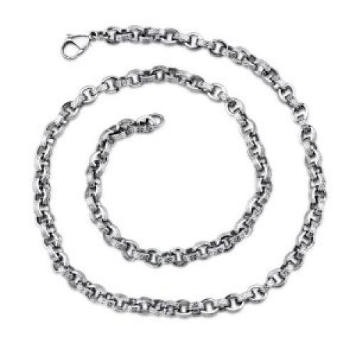 Unique Open Oval Links Mens Stainless Steel Necklace