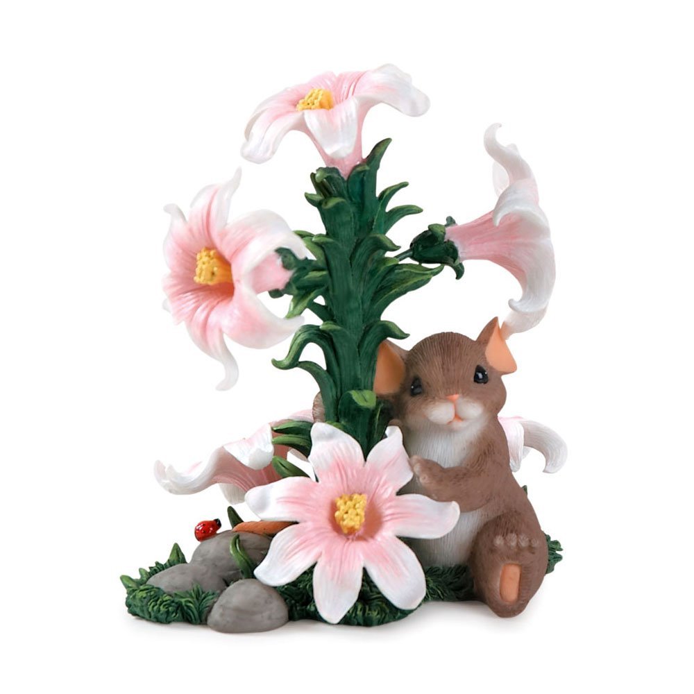 Charming Tales Mouse with Easter Lilies Figurine 3.5"