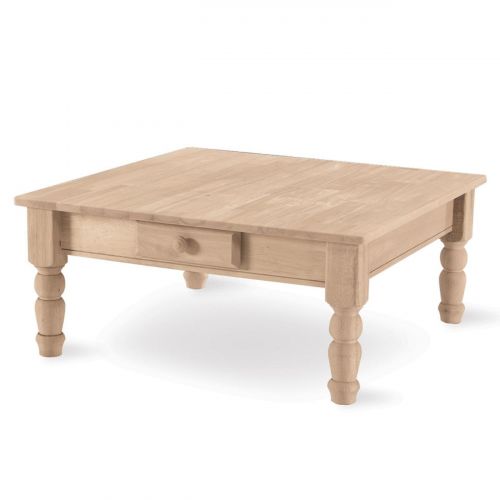 International Concepts BJ7SC Square Coffee Table, Unfinished
