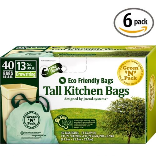 Green N Pack 13 Gallon Tall Kitchen Drawstring Bag