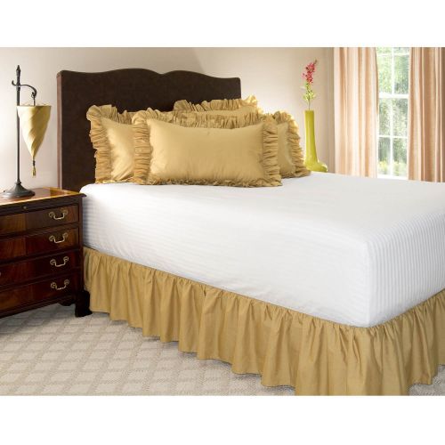 King Gold Ruffled Bed Skirt with 21" Drop