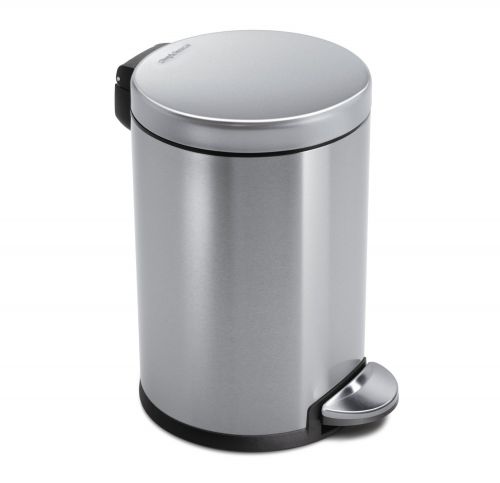 simplehuman Round Step Trash Can, Fingerprint-Proof Brushed Stainless Steel, 4.5-Liter /1.2-Gallon