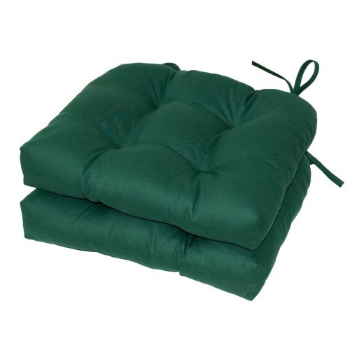 Greendale Home Fashions Cotton Duck Chair Cushions, Hunter, Set of 2