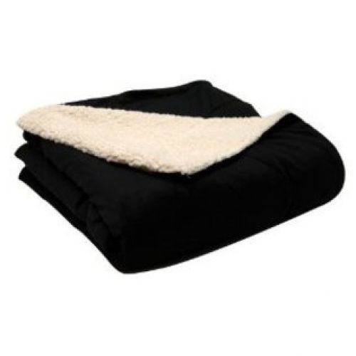 LCM Home Fashions 50-Inch by 60-Inch Micromink/Sherpa Throw, Black