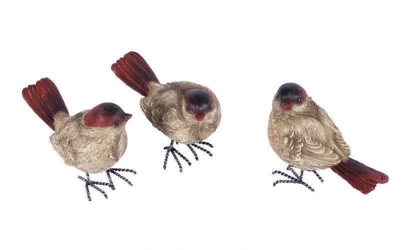 Melrose International 29304 Assorted Polyresin Red Bird, Set of 1, 4 by 3-Inch