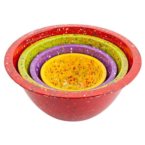 Zak Confetti Mixing Bowls - Assorted Brights/Red, Set of 4