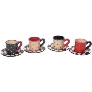 Certified International Coffee Cafe 4-Ounce Espresso Cup with Saucer, Set of 4 Assorted Designs