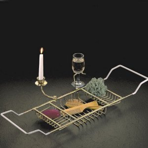 Taymor Chrome Bathtub Caddy with Candle Holder and Wine Glass Holder