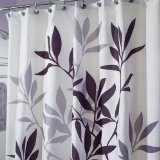 InterDesign Fabric Shower Curtain, Gray Leaves