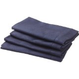 Mahogany Solid-Color 100-Percent Cotton Hemstitch Napkin Navy Blue, Set of 4