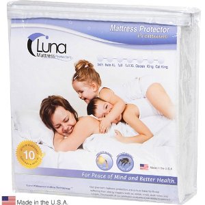 Luna Premium Hypoallergenic Waterproof Mattress Protector Full Size - Made In The USA