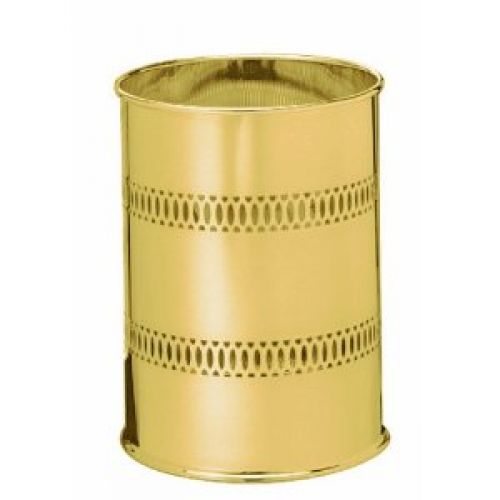 Taymor Polished Brass Round Metal Wastebasket