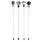 Deco Glass Cocktail Stirrers 8" Long - Set of 4