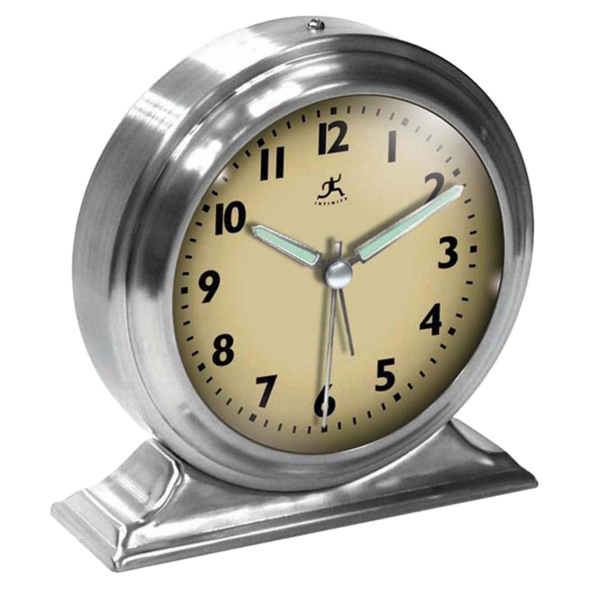 Infinity Instruments Brushed Nickel Metal Alarm Clock