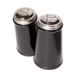 Oggi Salt and Pepper Shaker Set with Stainless Steel Tops, Black
