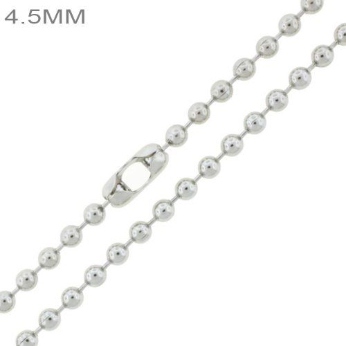 Classic Steel Bead Ball Dog Tag Chain 4.5mm 24" (16" - 36" Available)