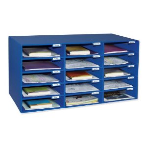 Pacon 70% Recycled Mailbox Storage Unit, 15 Slots, Blue (1308)
