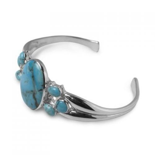 Sterling Silver Kingman Teal Blue Turquoise Cuff Bracelet