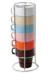 Present Time Retro Cappuccino Tower Cups in Retro Colors