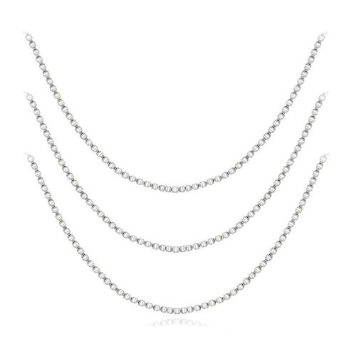 Sterling Silver 16", 20" and 30" Box Chain Necklace, Set of Three