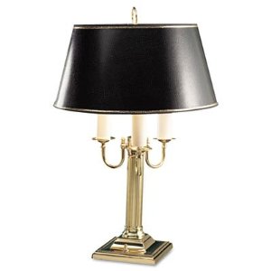 Ledu L567BR 3-Bulb candelabra table lamp, 23 high, black parchment shade, brass base
