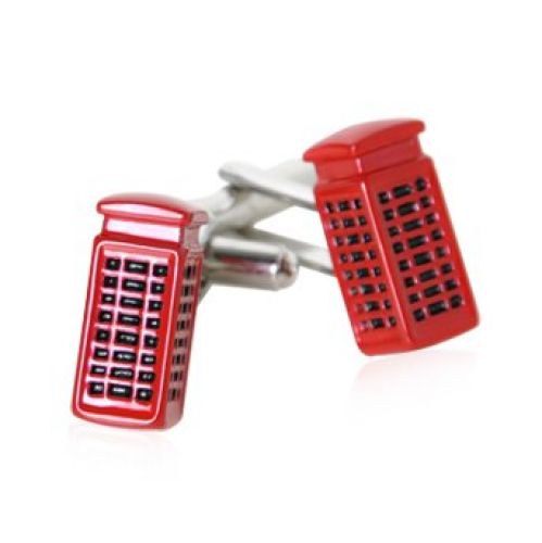 British Red Telephone Box Silver Cufflinks by Cuff-Daddy