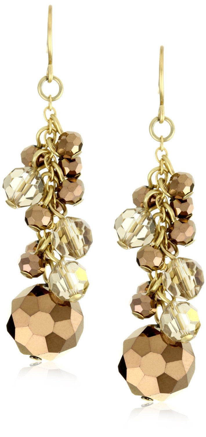 Kenneth Cole New York "Modern Vintage" Bronze Cherry Bead Shake Linear Earrings