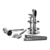 Mr. Ice Bucket 266-5 5-Piece Stainless-Steel Bar-Tool Set with Stand